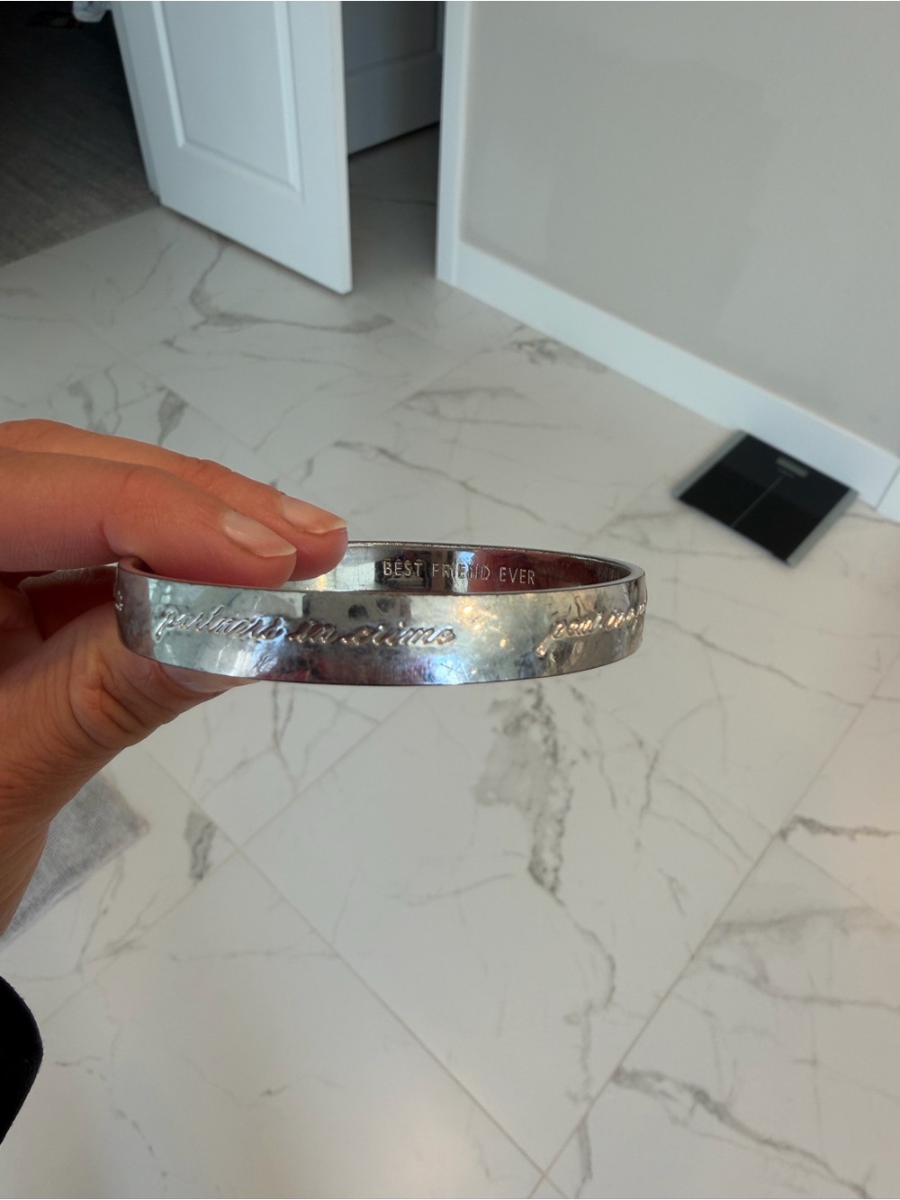 kate spade Silver Engraved Script Bangle Bracelet - Picture 3 of 5